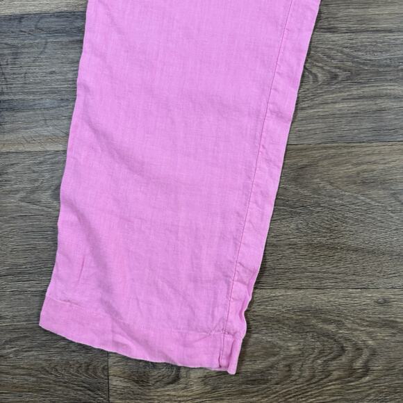 Charter Club Luxury Linen Pants M Pink Wide Leg Elastic Drawstring Waist - Picture 3 of 13